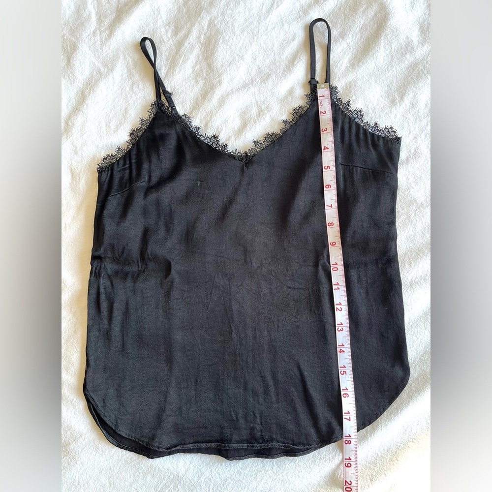 Floreat by Anthropologie Black Lace Trim Cami Silky Slip Whimsigoth Feminine, XS - Picture 12 of 14